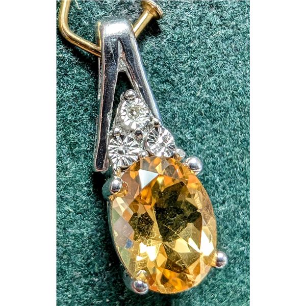 BZ2096-72J SILVER CITRINE 1.25CT & DIAMOND PENDANT
