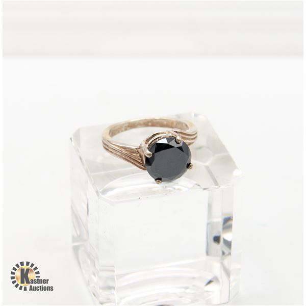 3.86 CTS BLACK DIAMOND .925 RING SZ 6 COMES W COA