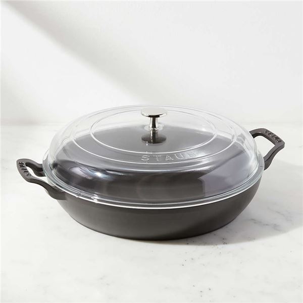 NEW STAUB ROUND BAKER WITH GLASS LID 11 3/4"