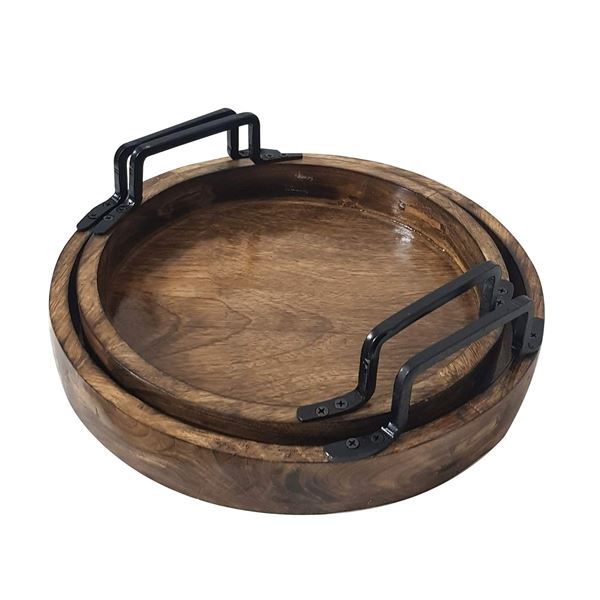 NEW SET OF RUSTIC WOODEN SERVING TRAYS
