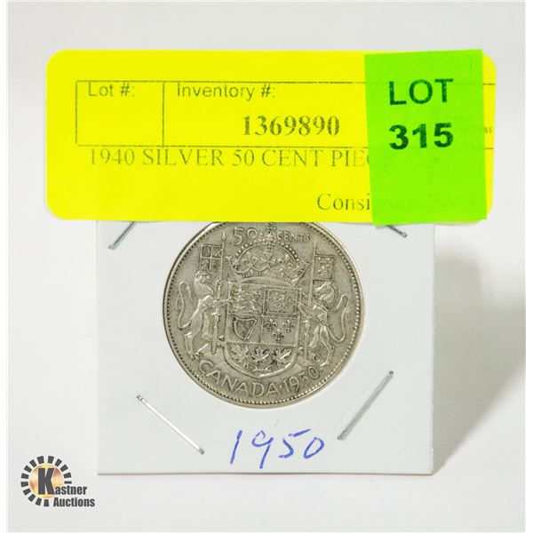 1940 SILVER 50 CENT PIECE