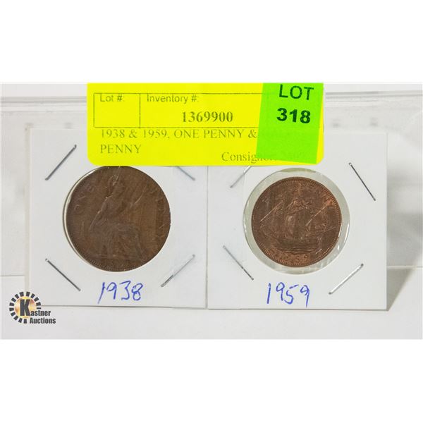 1938 & 1959, ONE PENNY & HALF PENNY