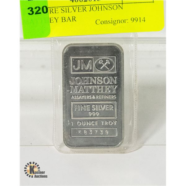 1 OZ PURE SILVER JOHNSON MATTHEY BAR