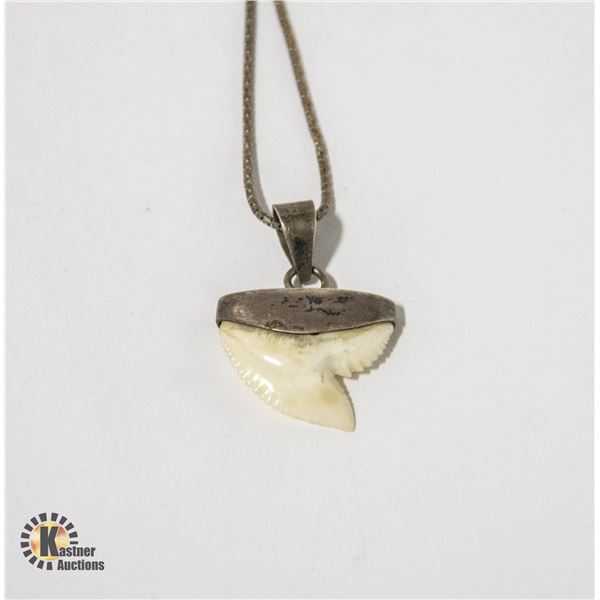 SHARK TOOTH AND CHAIN IN 925 SILVER NECKLACE