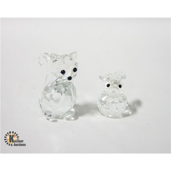 ESTATE SWAROVSKI STYLE CAT & BUNNY TOGETHER-ESTATE