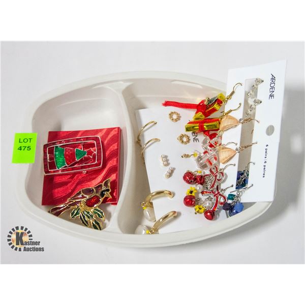 LOT OF CHRISTMAS THEMED JEWELRY INCLUDING