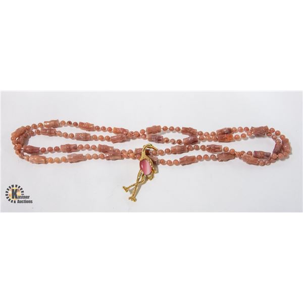 VINTAGE MOONSTONE CRANE BROOCH WITH LONG