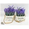 Image 1 : SET OF TWO ARTIFICIAL LAVENDERS IN WOODEN POTS