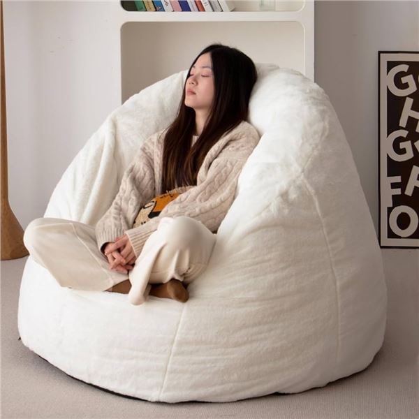 BRAND NEW N&V 3FT BEAN BAG CHAIR WHITE 40"