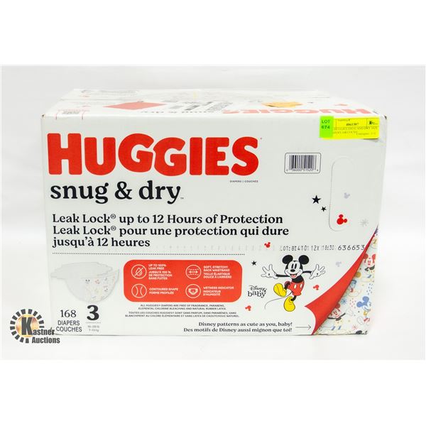 NEW HUGGIES SNUG AND DRY SIZE 3 DIAPERS 168 COUNT