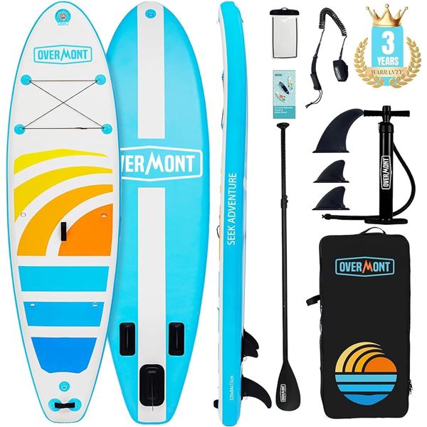 NEW OVERMONT INFLATABLE PADDLE BOARD 10'6" W. SUP