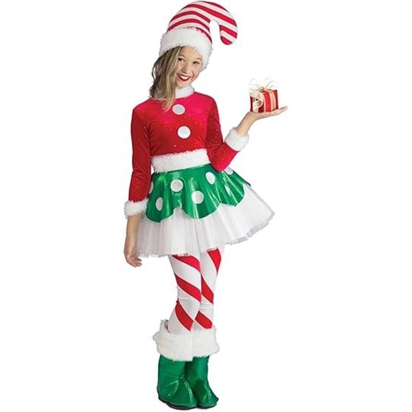 NEW CANDY CANE ELF PRINCESS PREMIUM CHILD COSTUME