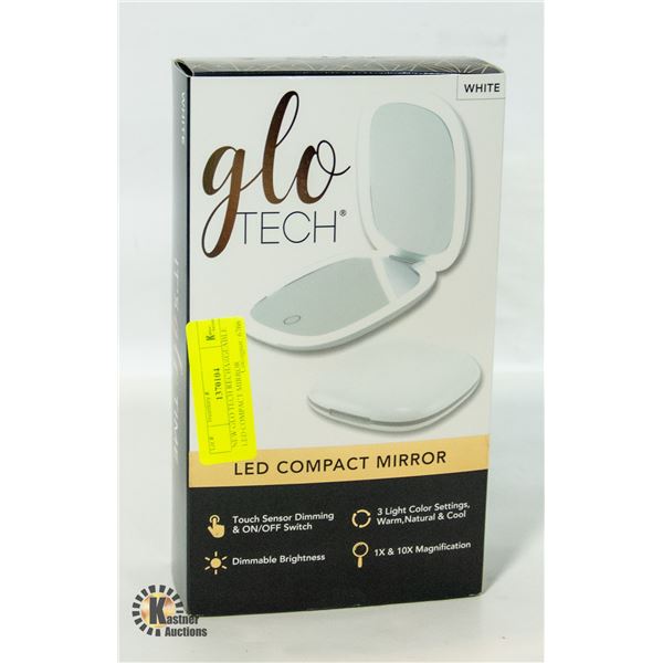 NEW GLO TECH RECHARGEABLE LED COMPACT MIRROR