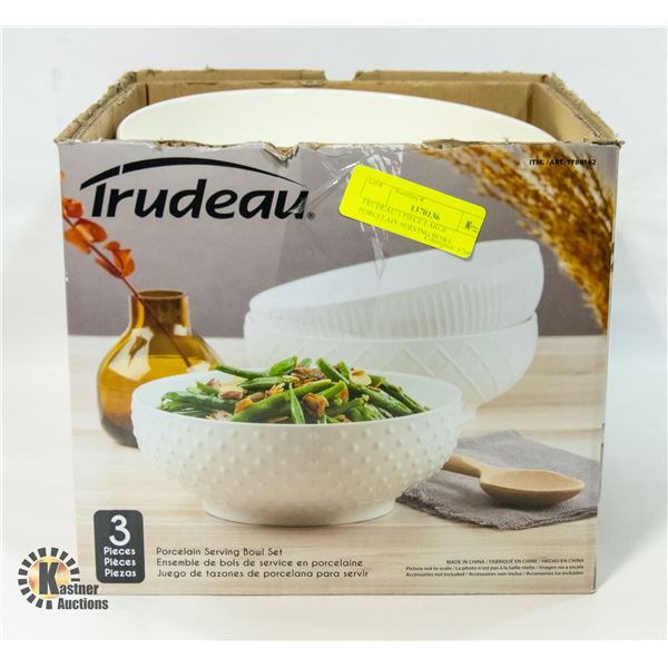 TRUDEAU 3 PIECE LARGE PORCELAIN SERVING BOWL
