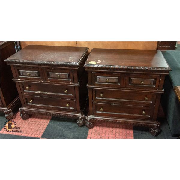 PAIR OF ESTATE SOLID WOOD 3 DRAWER NIGHTSTANDS
