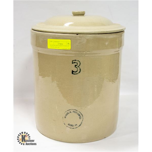 REDCLIFF POTTERIES 3 GALLON CROCK AND LID
