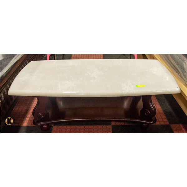 CHERRYWOOD W/MARBLE TOP COFFEE TABLE