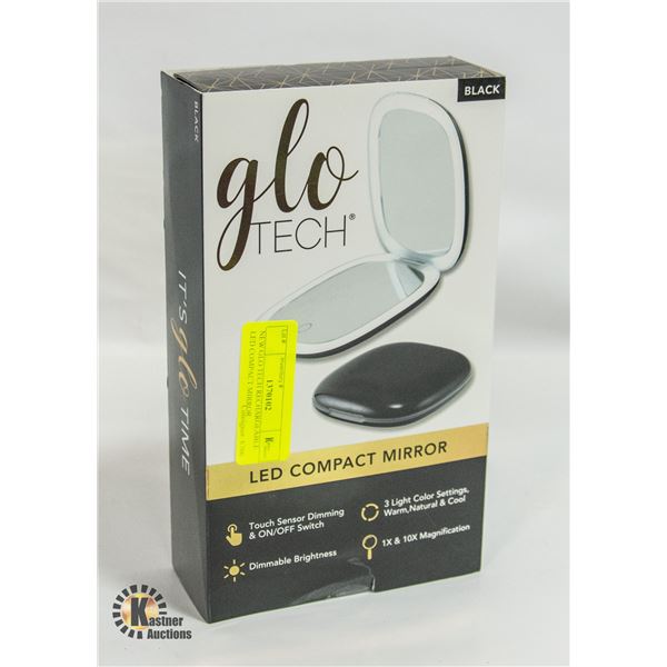 NEW GLO TECH RECHARGEABLE LED COMPACT MIRROR