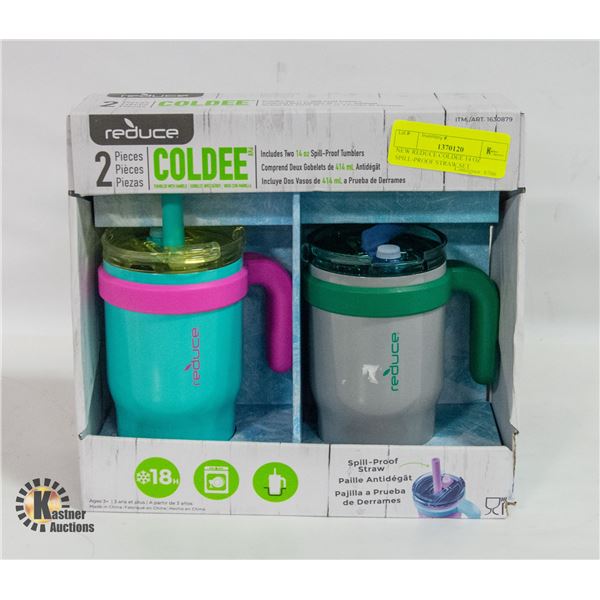 NEW REDUCE COLDEE 14 OZ SPILL-PROOF STRAW SET