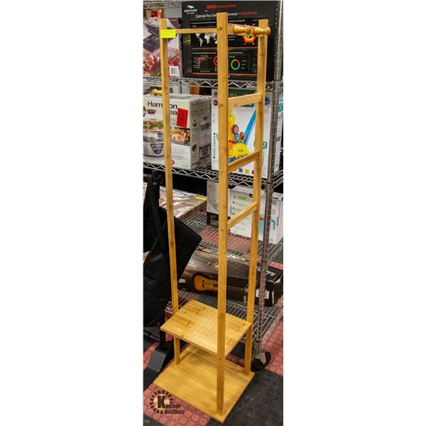 NEWLY ASSEMBLED BAMBOO COAT RACK