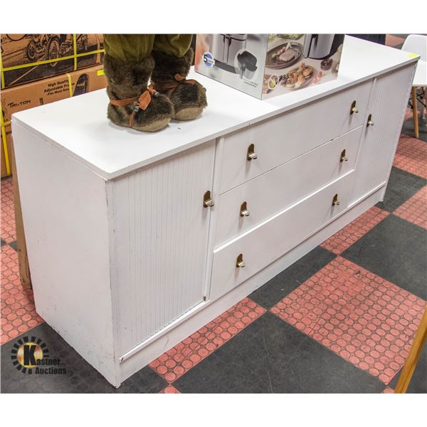 WHITE DRESSER WITH 2 DOORS 66" X 18" X 29"