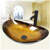 Image 1 : NEW BOAT SHAPE CHROME POP UP DRAIN GLASS SINK