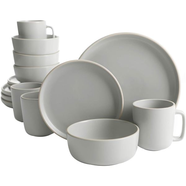 BRAND NEW GIBSON HOMEWARES GH ZUMA GREY,16 PIECE