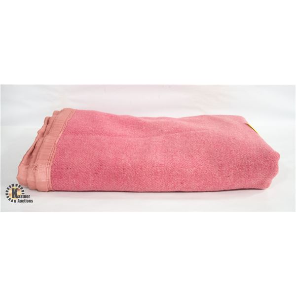 VINTAGE PINK WOOL DOUBLE SIZE BLANKET-ESTATE