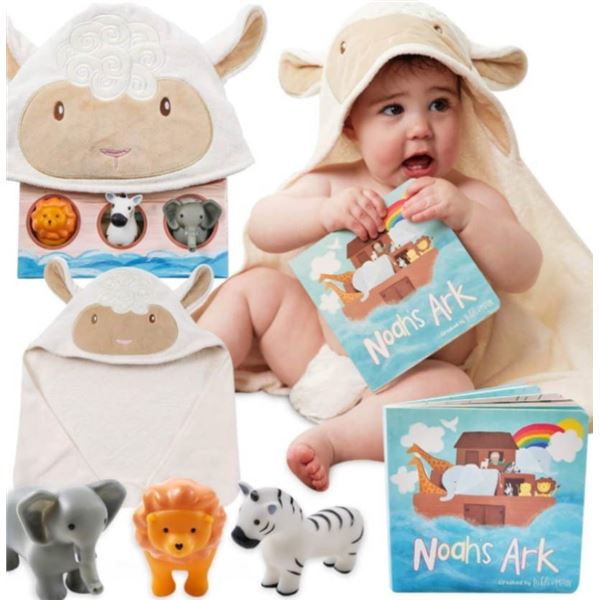 NOAH’S BEDTIME, BATHTIME TOWEL TOY SET