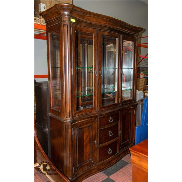 SOLID WOOD CURVED FRONT BUFFET AND HUTCH