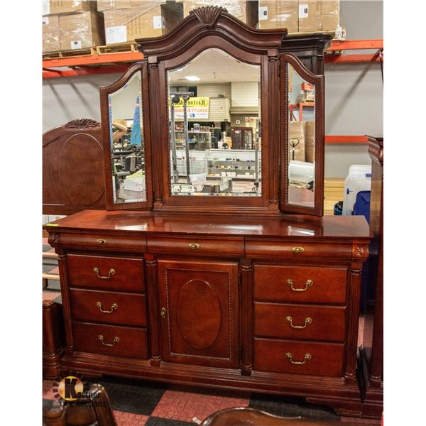 WOLID WOOD VANITY WITH MIRROR 11 DRAWERS 1 DOOR