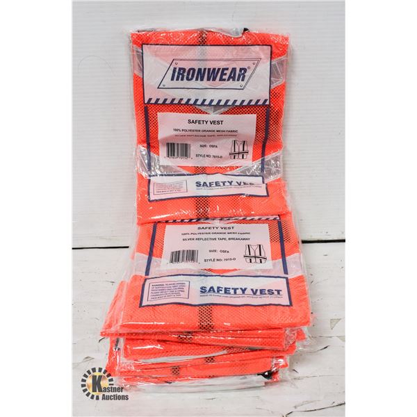 10 NEW IRONWEAR SAFETY VESTS: ONE SIZE FITS ALL