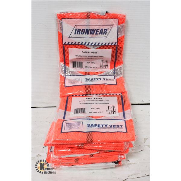 10 NEW IRONWEAR SAFETY VESTS: ONE SIZE FITS ALL