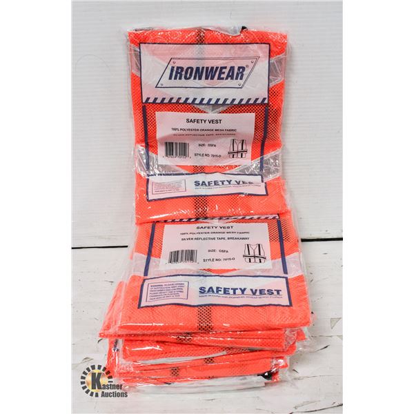 10 NEW IRONWEAR SAFETY VESTS: ONE SIZE FITS ALL