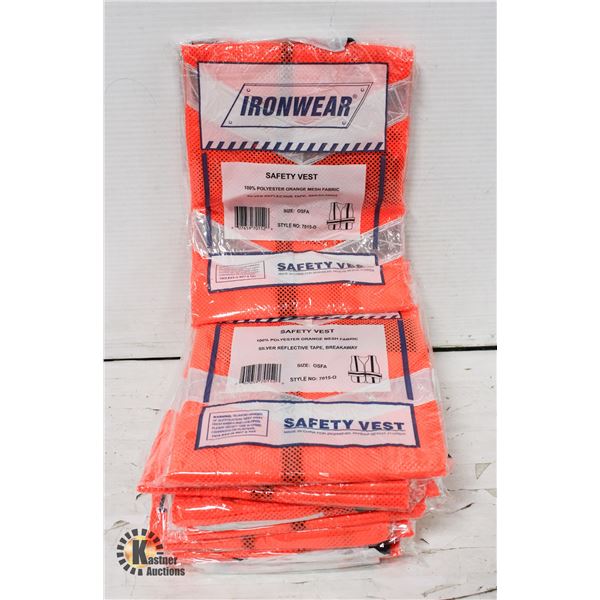 10 NEW IRONWEAR SAFETY VESTS: ONE SIZE FITS ALL