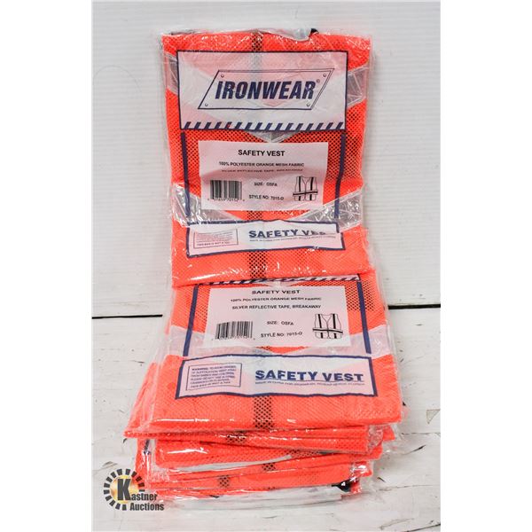10 NEW IRONWEAR SAFETY VESTS: ONE SIZE FITS ALL