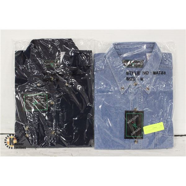 NEW MEN'S SHIRTS 1 DENIM 1 NAVY SIZE M