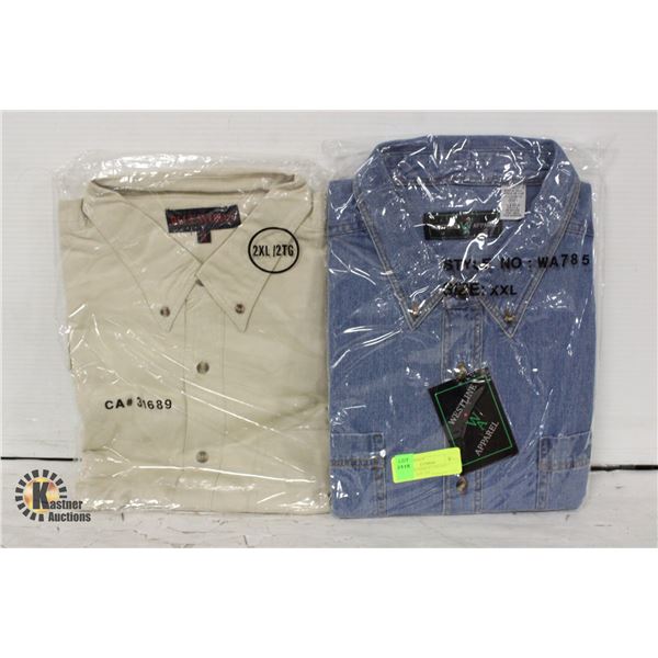 NEW MEN'S SHIRTS 1 DENIM 1 NATURAL SIZE 2XL