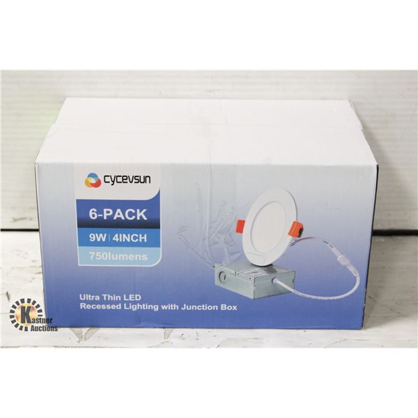 NEW 6PK 4" RECESSED POT LIGHTS BLACK DIMMABLE