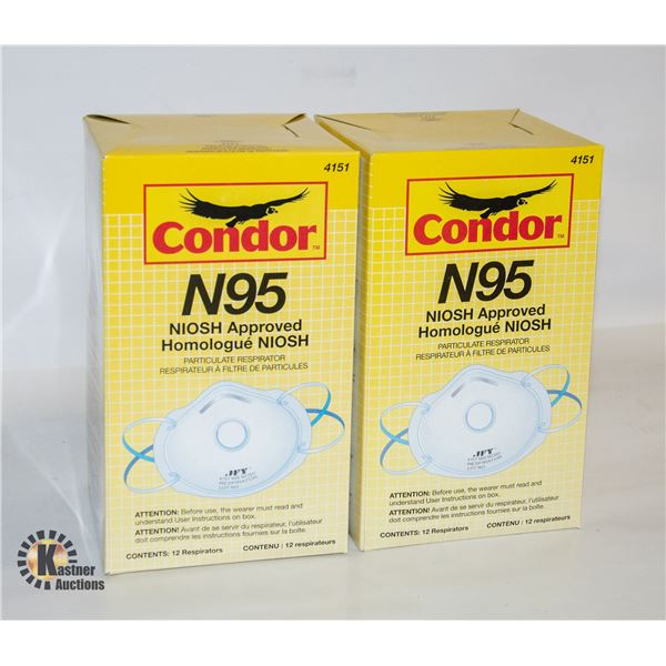 2 PACKS OF CONDOR N95 DUST MASKS 12PCS PER PACK