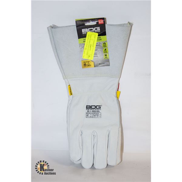 PAIR OF BDG LINED LEATHER WELDING GLOVES 2XL