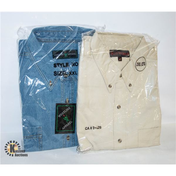 NEW MEN'S SHIRTS 1 DENIM 1 NATURAL SIZE 2XL