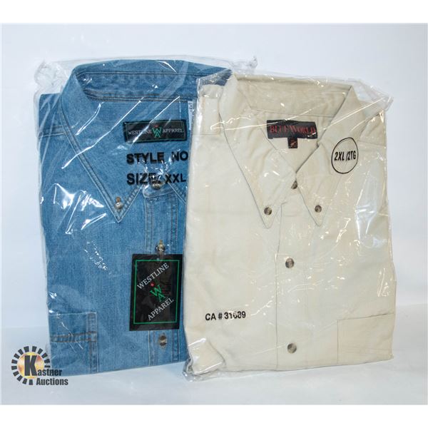 NEW MEN'S SHIRTS 1 DENIM 1 NATURAL SIZE 2XL