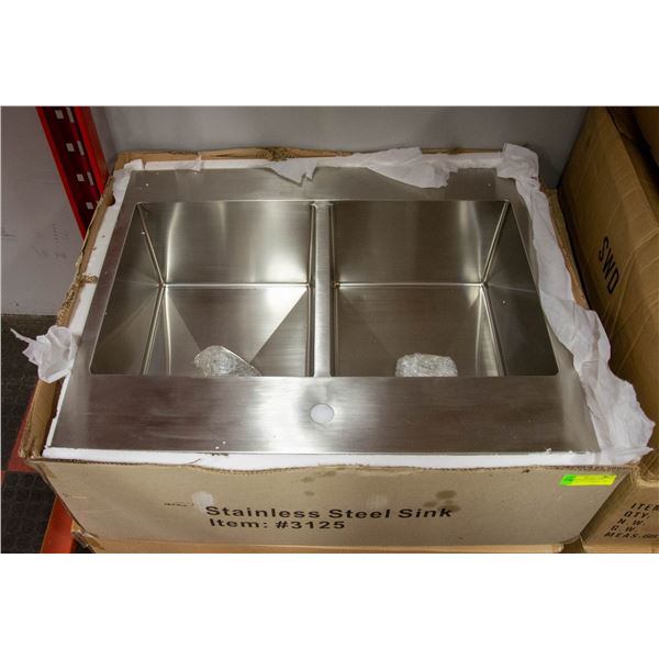NEW STAINLESS STEEL DOUBLE DROP SINK 31 X 25 X 12"