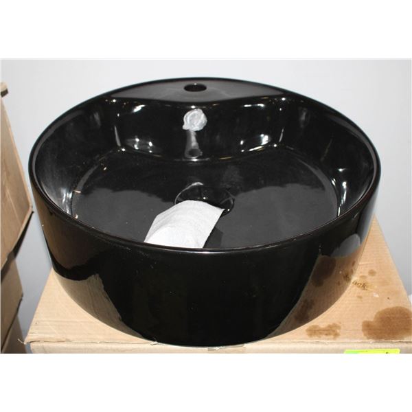 NEW BIANCO BLACK PORCELAIN PEDESTAL SINK