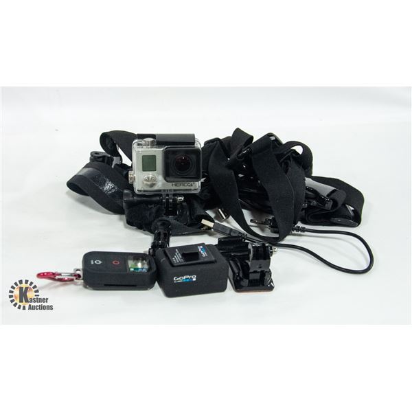 GO PRO HERO3. EXTRA BATTERY,REMOTE, &