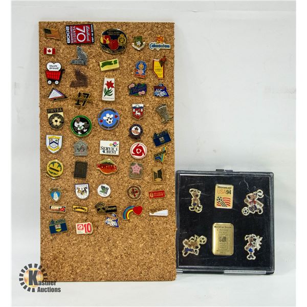 TRAY OF PINS W/WORLD CUP USA 94