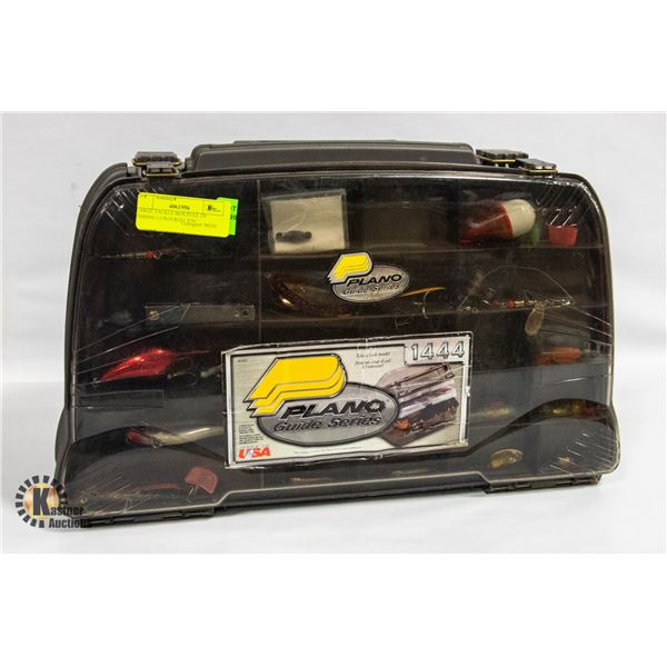 LARGE TACKLE BOX FULL OF FISHING LURES REEL ETC