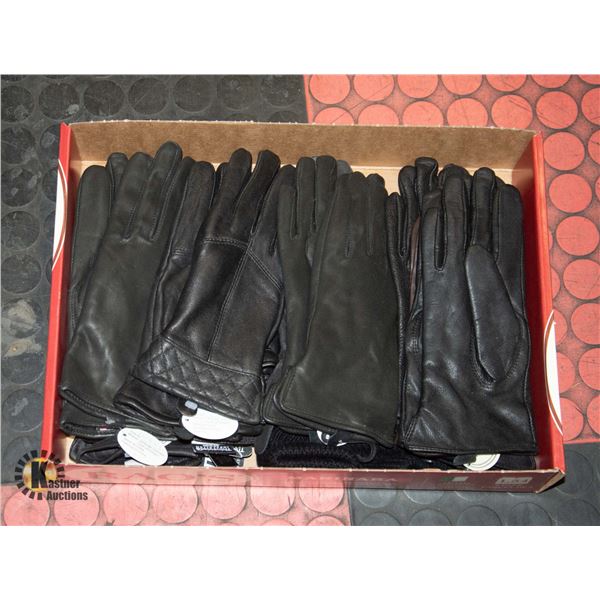 TRAY OF 10 LADIES LEATHER GLOVES SIZES