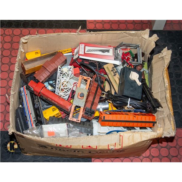 BOX OF ELECTRIC TRAIN PARTS & PIECES